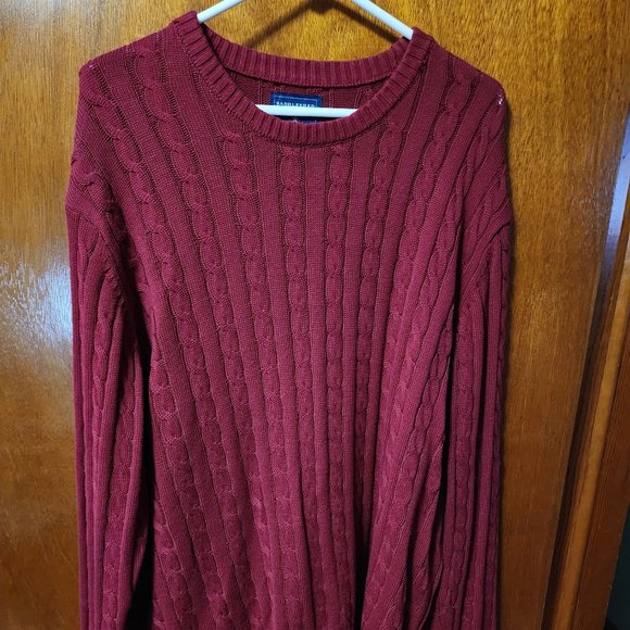 Men's XL Saddlebred Red Cotton Blend Crew Neck Long Sleeve Knit Sweater - Picture 1 of 8